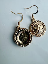 Load image into Gallery viewer, Upcycled Designer Pendant Earrings #105 - Gold Circles
