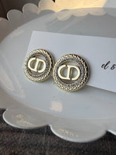 Load image into Gallery viewer, Upcycled Designer Pendant Earrings #122 - Gold Jewel Rimmed
