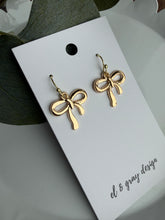 Load image into Gallery viewer, Tilly Bow Earrings - Gold Metal
