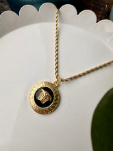 Load image into Gallery viewer, Upcycled Designer Pendant Necklace #221 - Gold &amp; Black
