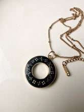 Load image into Gallery viewer, Upcycled Designer Pendant Necklace #183 - Black &amp; Gold Donut
