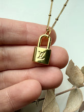 Load image into Gallery viewer, Upcycled Designer Pendant Necklace #211 - Padlock
