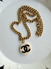 Load image into Gallery viewer, Upcycled Designer Pendant Necklace #117 - Cream &amp; Black
