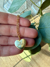 Load image into Gallery viewer, Upcycled Designer Pendant Necklace #121-Black Heart Gold Trim
