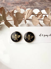 Load image into Gallery viewer, Upcycled Designer Pendant Earrings #116-Gold Bee

