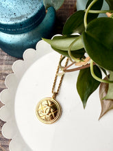 Load image into Gallery viewer, Upcycled Designer Pendant Necklace #226- Large Gold Quilted Dome
