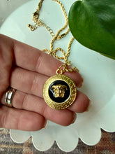 Load image into Gallery viewer, Upcycled Designer Pendant Necklace #221 - Gold &amp; Black
