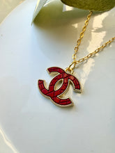 Load image into Gallery viewer, Upcycled Designer Quilted Pendant Necklace #105 - Adjustable Chain
