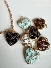 Load image into Gallery viewer, Upcycled Designer Pendant Necklace #112 - Embossed Hearts
