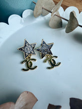 Load image into Gallery viewer, Upcycled Designer Pendant Earrings #117-Stars
