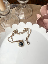 Load image into Gallery viewer, Upcycled Designer Pendant Necklace #232 - Gold Rimmed Black Coin
