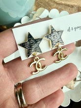Load image into Gallery viewer, Upcycled Designer Pendant Earrings #117-Stars
