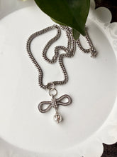 Load image into Gallery viewer, Upcycled Designer Pendant Necklace #222 - Silver Bow
