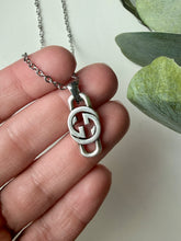Load image into Gallery viewer, Upcycled Designer Pendant Necklace #174 - Silver GG
