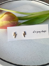 Load image into Gallery viewer, Little Lightning Bolt Gold Metal Earrings
