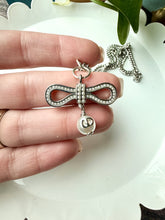 Load image into Gallery viewer, Upcycled Designer Pendant Necklace #222 - Silver Bow
