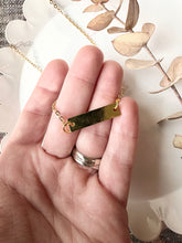 Load image into Gallery viewer, Upcycled Designer Pendant Necklace #218- Gold Bar
