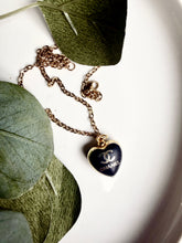 Load image into Gallery viewer, Upcycled Designer Pendant Necklace #194 - Black Heart

