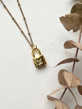 Load image into Gallery viewer, Upcycled Designer Pendant Necklace #211 - Padlock
