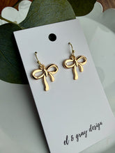 Load image into Gallery viewer, Tilly Bow Earrings - Gold Metal
