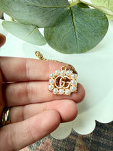 Load image into Gallery viewer, Upcycled Designer Pendant Necklace #203 - Square Pearl Border
