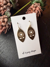 Load image into Gallery viewer, Sunflower Raw Brass Dangle Earrings
