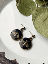 Load image into Gallery viewer, Upcycled Designer Pendant Earrings #109 - Bee
