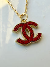 Load image into Gallery viewer, Upcycled Designer Quilted Pendant Necklace #105 - Adjustable Chain
