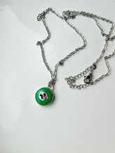 Load image into Gallery viewer, Upcycled Designer Pendant Necklace #159 - Green &amp; Silver
