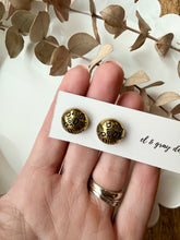Load image into Gallery viewer, Upcycled Designer Pendant Earrings #113 - Gold Buttons
