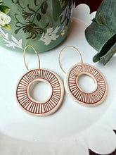 Load image into Gallery viewer, Wheeled Up Dangle Earrings - Creamy Yellow &amp; Brown
