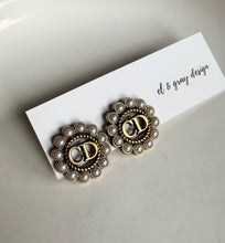 Load image into Gallery viewer, Upcycled Designer Pendant Earrings #108 - Pearled Circle Earrings
