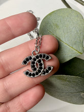 Load image into Gallery viewer, Upcycled Designer Pendant Necklace #205-Black Gems
