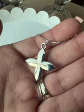 Load image into Gallery viewer, Upcycled Designer Pendant Necklace #231 - Silver Four Petal Blossom
