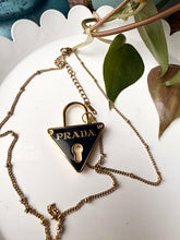 Load image into Gallery viewer, Upcycled Designer Pendant Necklace #224- Black &amp; Gold Triangle
