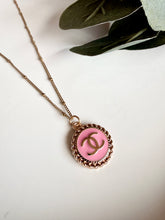 Load image into Gallery viewer, Upcycled Designer Pendant Necklace #177 - Pink &amp; Gold
