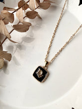 Load image into Gallery viewer, Upcycled Designer Pendant Necklace #209 - Black &amp; Gold Square
