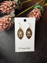 Load image into Gallery viewer, Sunflower Raw Brass Dangle Earrings
