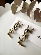 Load image into Gallery viewer, Upcycled Designer Pendant Earrings #119 - Golden Sticks
