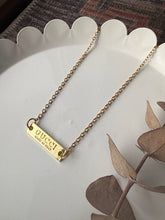 Load image into Gallery viewer, Upcycled Designer Pendant Necklace #218- Gold Bar
