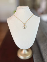 Load image into Gallery viewer, Upcycled Designer Pendant Necklace #158 - White &amp; Gold Oval
