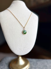 Load image into Gallery viewer, Kelly Green and Gold Upcycled Designer Pendant Necklace #155 - Kelly Green
