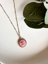 Load image into Gallery viewer, Upcycled Designer Pendant Necklace #177 - Pink &amp; Gold
