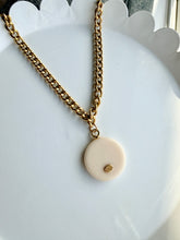 Load image into Gallery viewer, Upcycled Designer Pendant Necklace #117 - Cream &amp; Black
