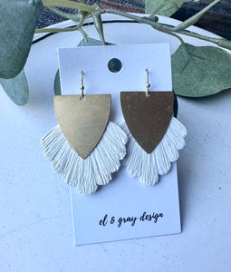 White Fringe Dangle Earrings