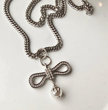 Load image into Gallery viewer, Upcycled Designer Pendant Necklace #222 - Silver Bow
