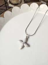 Load image into Gallery viewer, Upcycled Designer Pendant Necklace #231 - Silver Four Petal Blossom
