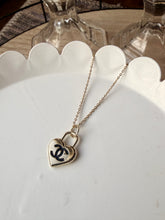 Load image into Gallery viewer, Upcycled Designer Pendant Necklace #230 - Gold Heart Zipper Pull
