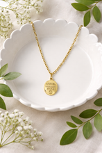 Load image into Gallery viewer, Upcycled Designer Pendant Necklace #200 - Gold Stamped Oval
