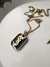 Load image into Gallery viewer, Upcycled Designer Pendant Necklace #225- Black &amp; Gold Triangle Rectangle
